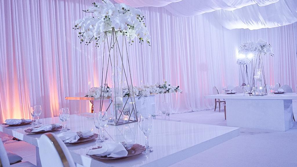 The RA Event Center — all-white luxury setup